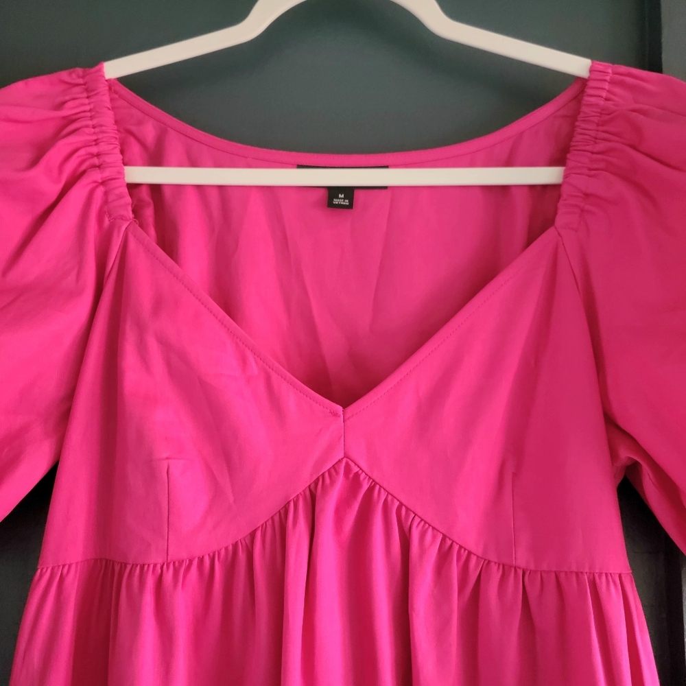 New INC International‎ Concepts Puff-Sleeved High-Low Midi Dress Medium Pink - Picture 4 of 14